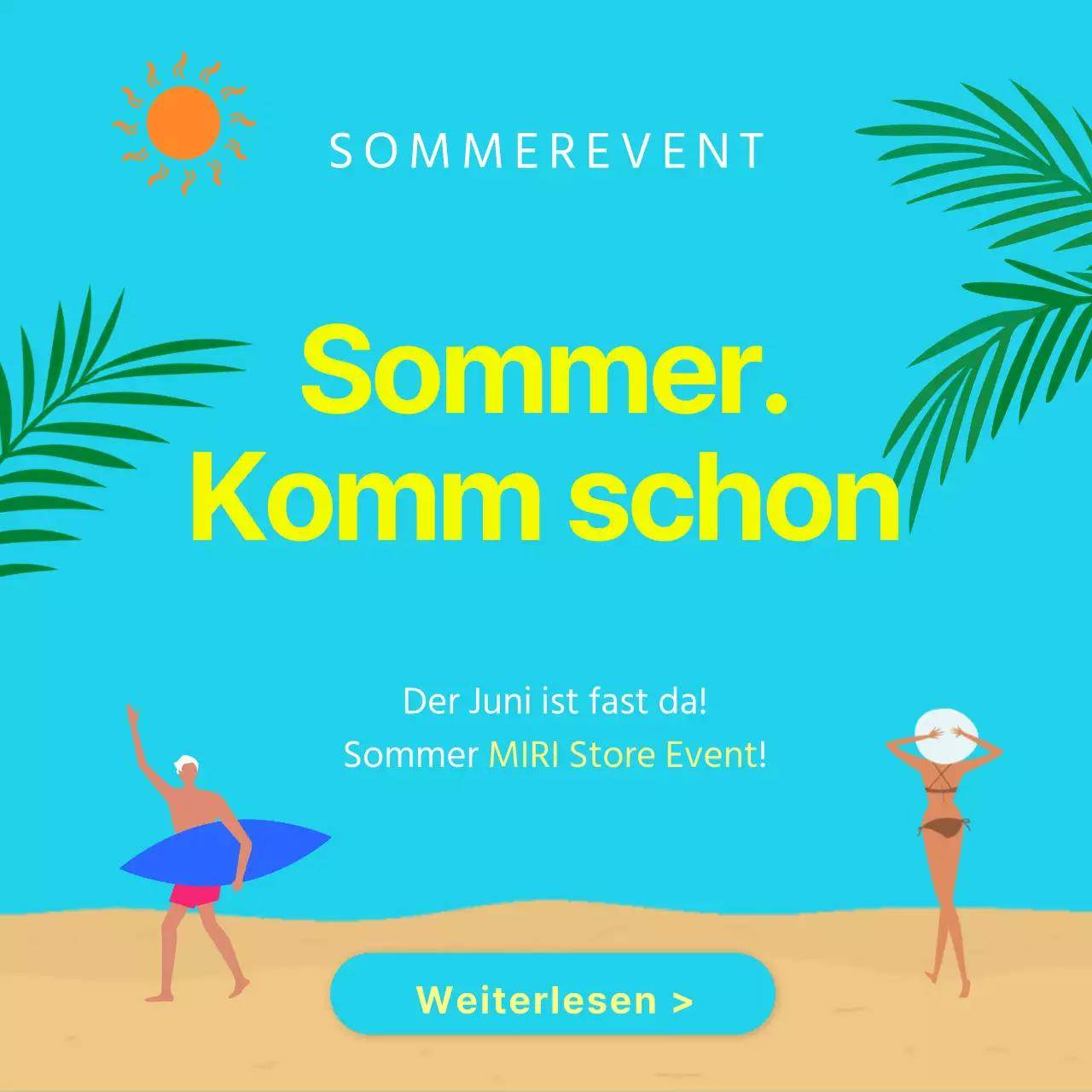 Natürliches Sommerereignis Miniaturpost in Hellblau und Gelb