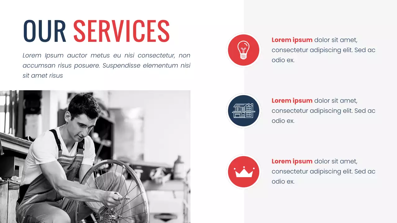 Navy Red modern minimal Bike Shop company's introduction