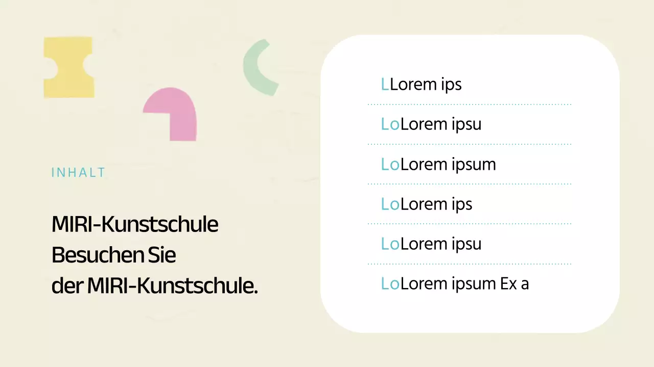 Geometrisch gestalteter Kunstschulprospekt in Elfenbein und Minze