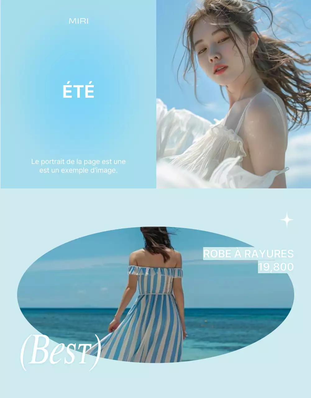 Promouvoir la mode estivale tropicale en bleu clair et menthe