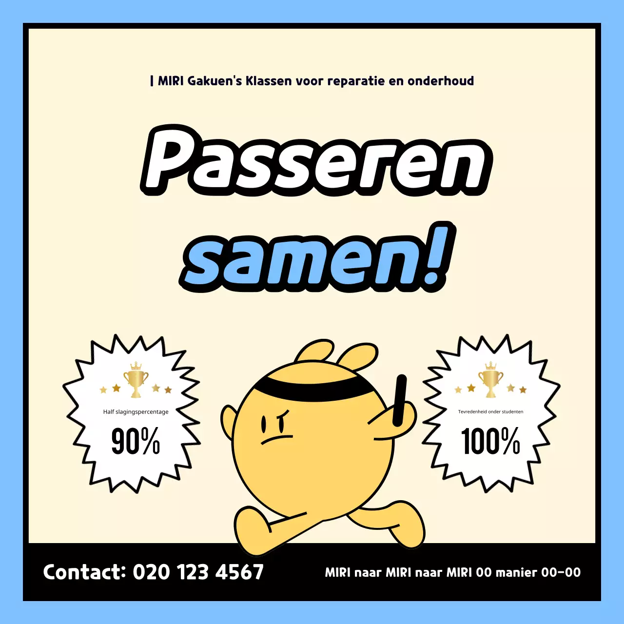 Kitscherige SAT-schoolpromotie in lichtblauw