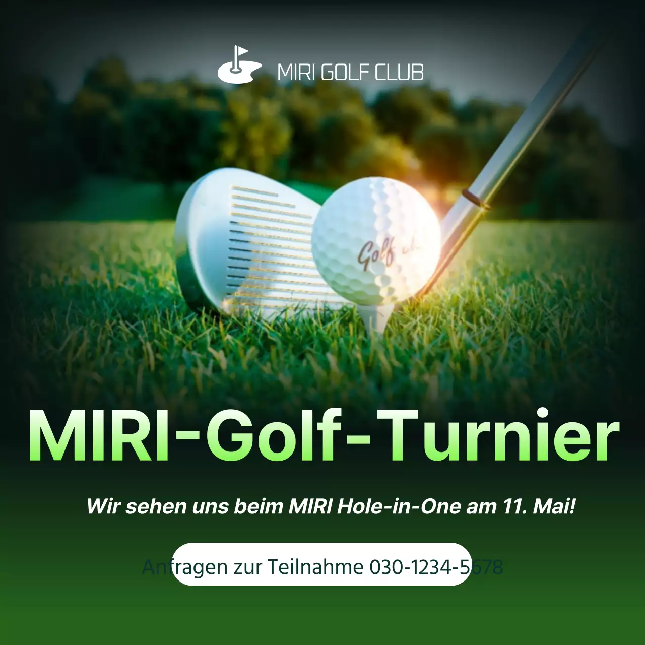 Werbung für ein einfaches Golfturnier in Grün und Weiß