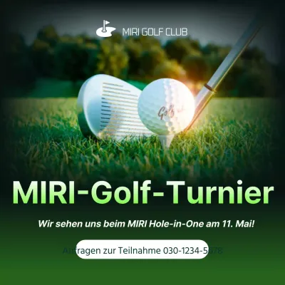 Werbung für ein einfaches Golfturnier in Grün und Weiß