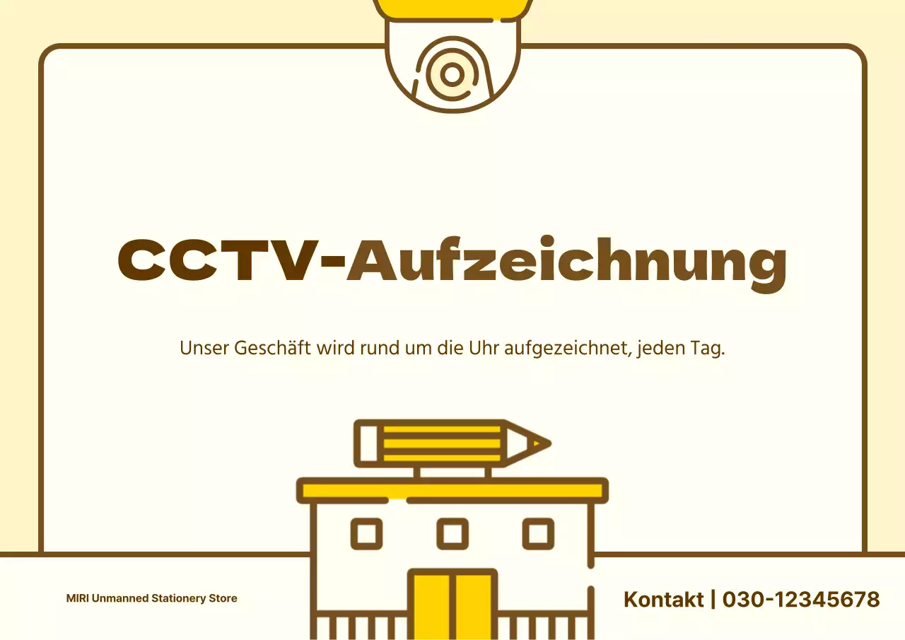 Einfacher gelber und brauner Hinweis zur CCTV-Aufzeichnung