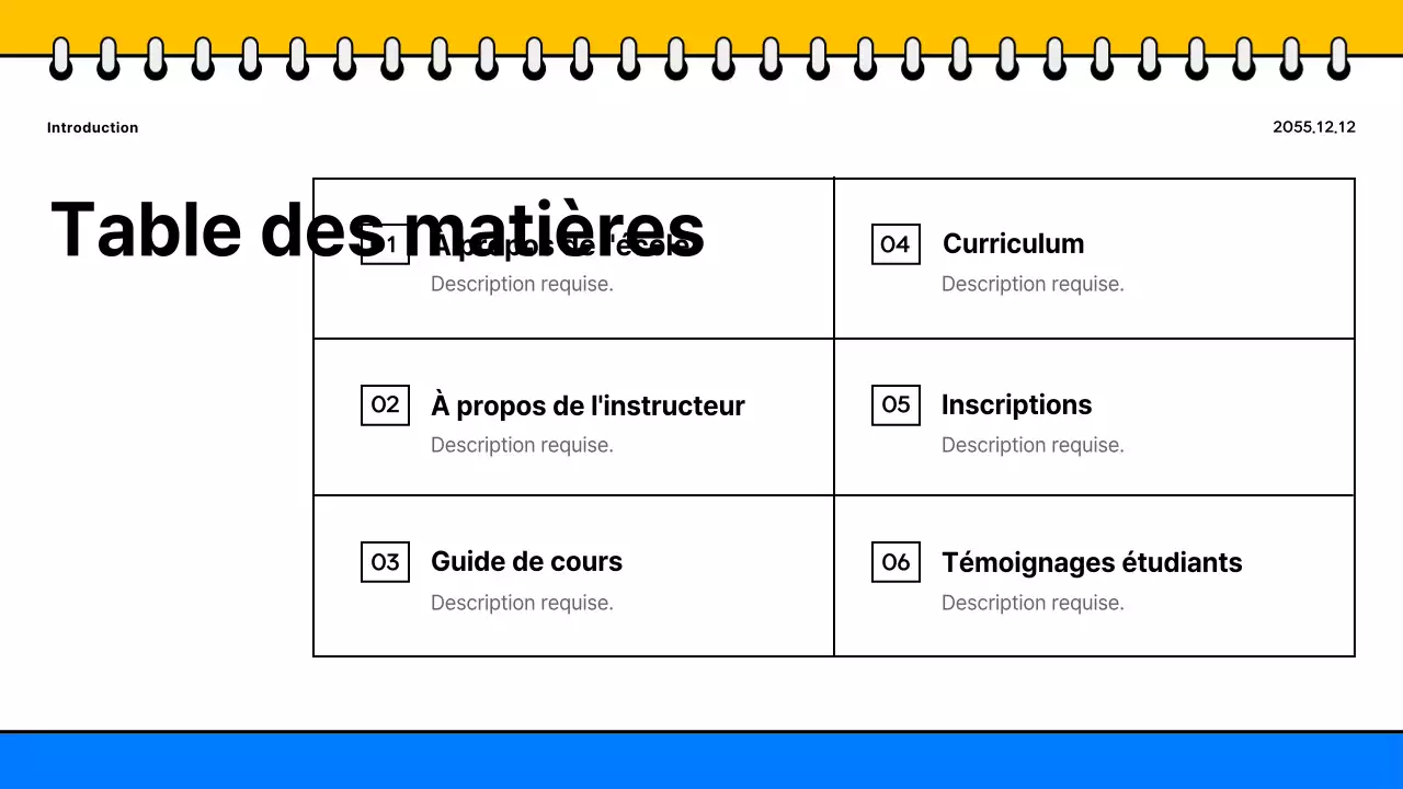 Promouvoir une brochure scolaire simple, jaune et bleue