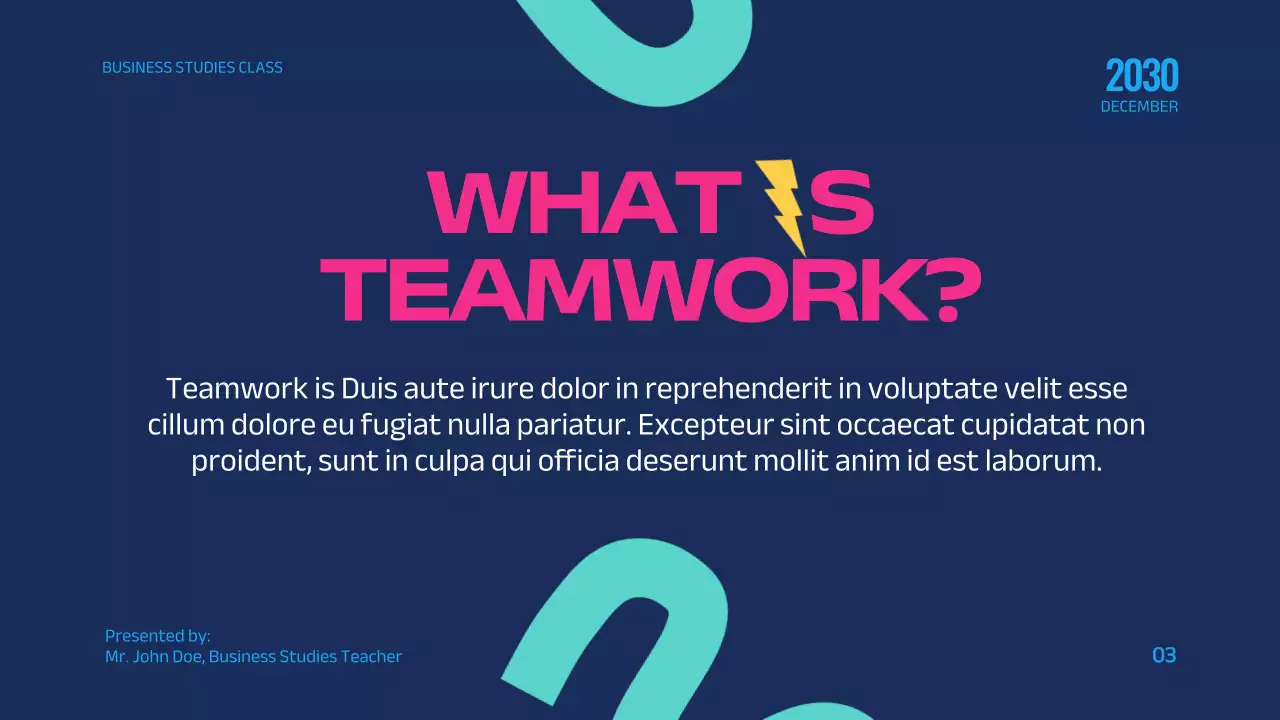 Blue Bold Teamwork Lecture Presentation