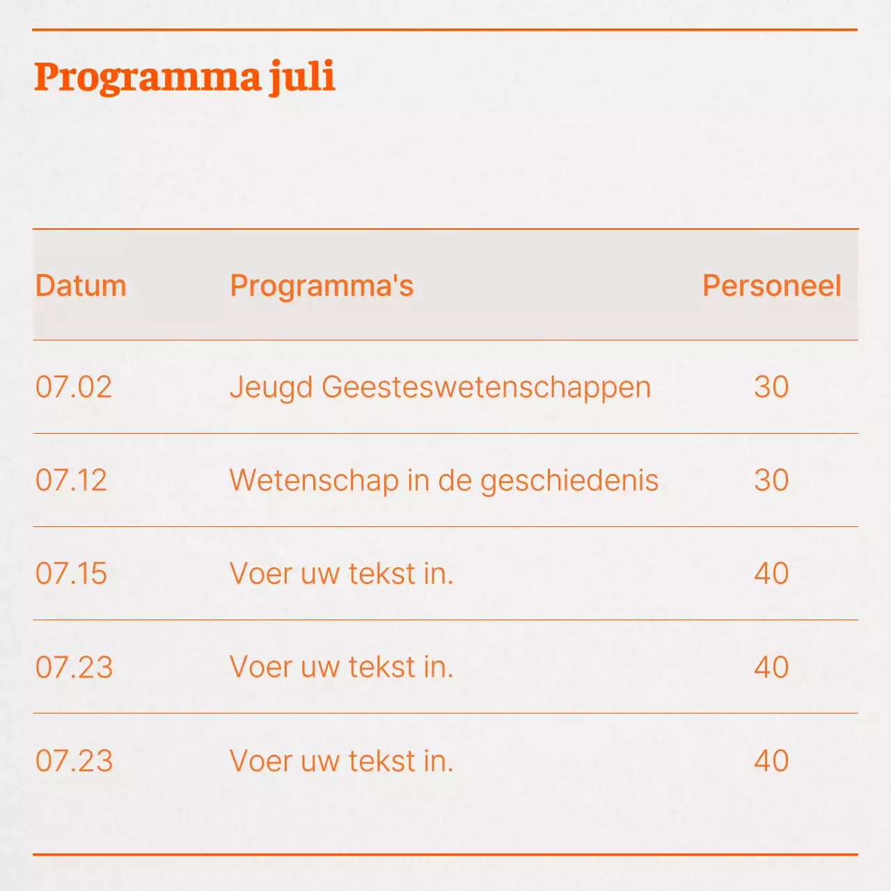 Een eenvoudige oranje advertentie voor een lezing over geesteswetenschappen voor jongeren.