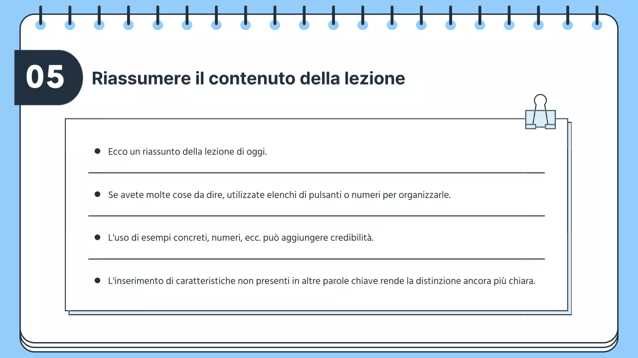Piano di lezione semplice per insegnanti di scuola in blu e bianco