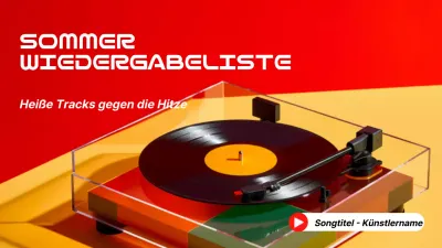 Vintage Sommer Musik Wiedergabeliste Cover in rot und gelb
