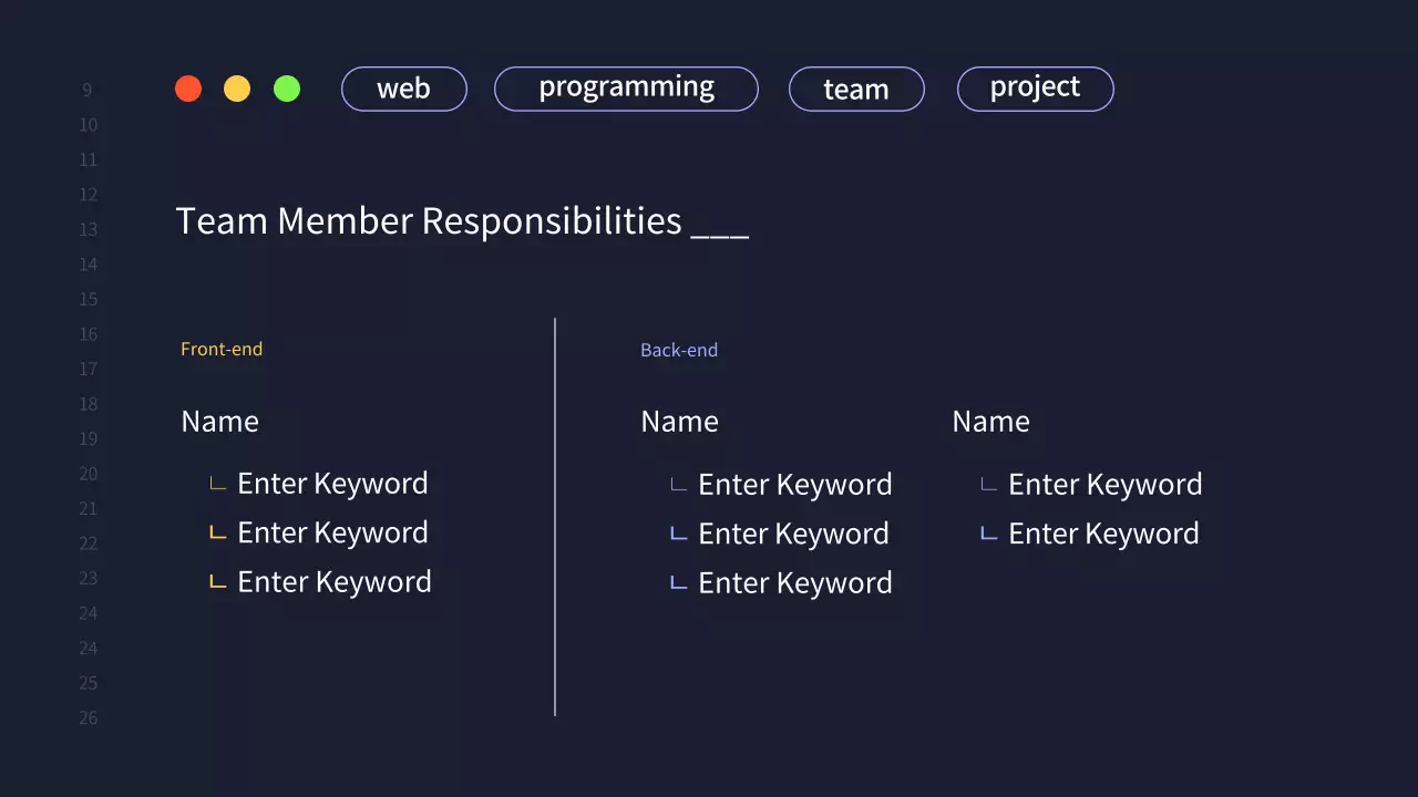 A simple development team project proposal in navy blue
