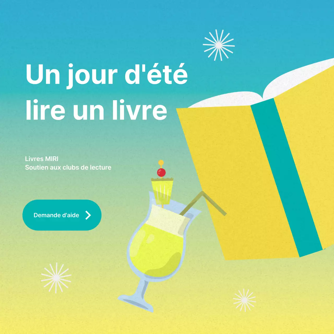 Un post de club de lecture minimaliste en jaune et néon