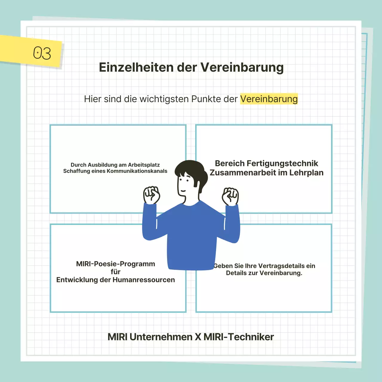 Förderung einer Zeremonie für eine mintblaue Geschäftsvereinbarung