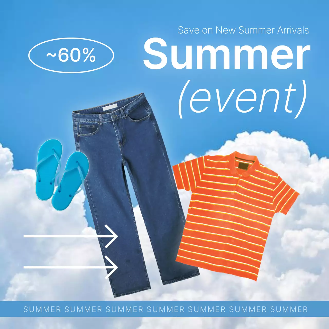 Blue Trendy Summer Promotion Social Media Post
