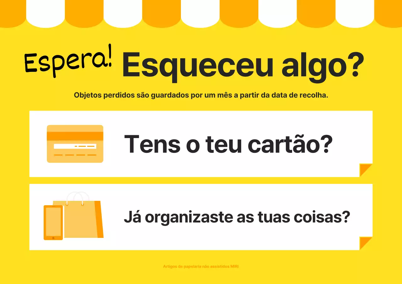 Folheto para uma bonita loja de artigos de papelaria laranja e amarela, não ocupada