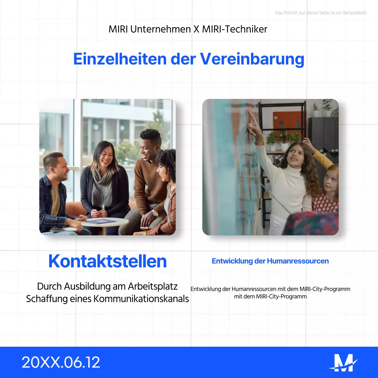 Eine einfache blau-weiße MOU-Präsentation zur Unterzeichnung