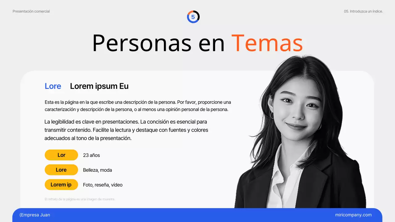 Tendencias de marketing simples en azul y naranja Documento temático