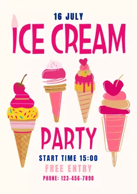 Pink Retro Ice Cream Event Poster