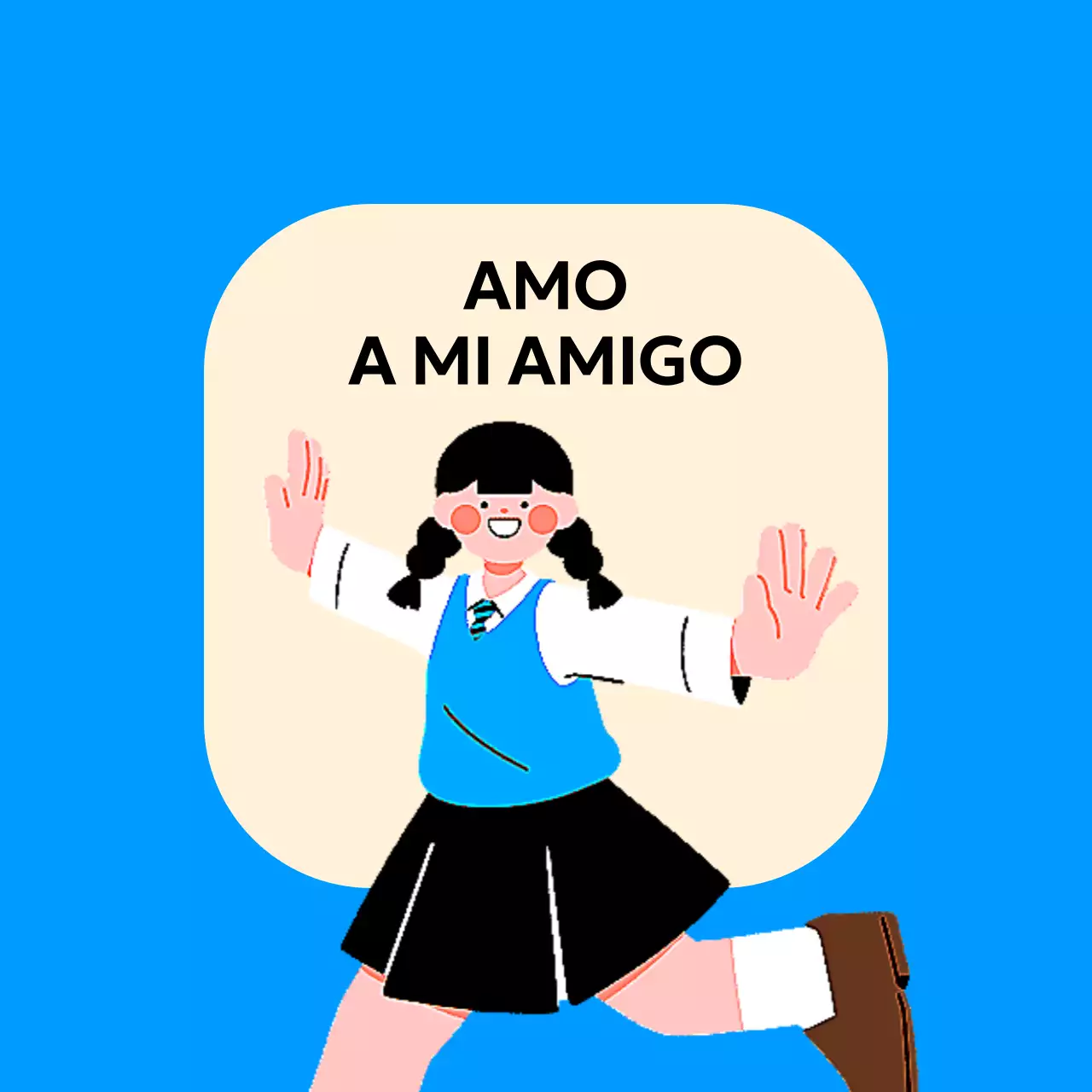 Diseño antiviolencia con ilustración de estudiantes con los brazos extendidos