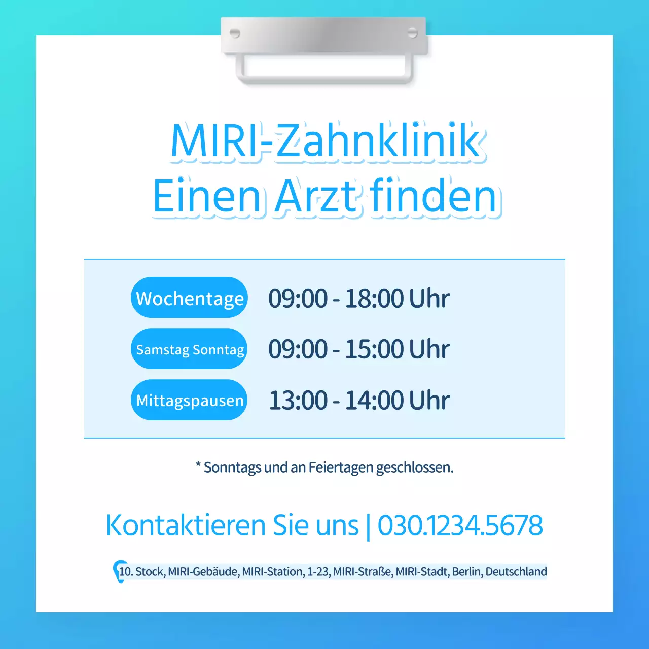 Werben Sie für Ihre hellblaue Zahnarztpraxis