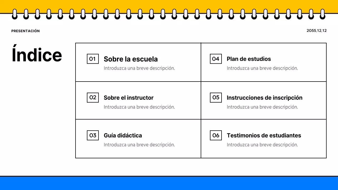 Promover un sencillo folleto escolar amarillo y azul