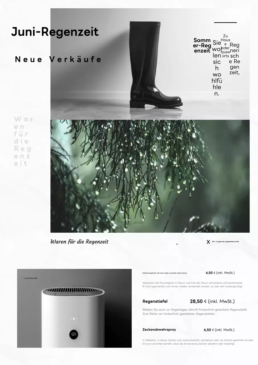 Förderung einfacher grüner und weißer Artikel für die Regenzeit