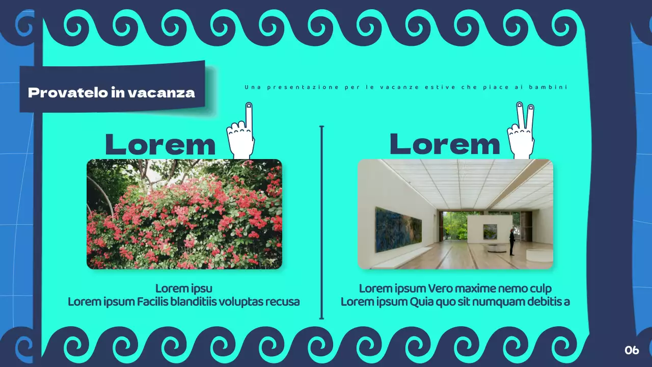 Presentazione delle vacanze estive in blu navy e menta