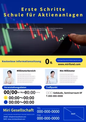 Einfache Schulanzeige für Aktieninvestitionen in Blau und Grau