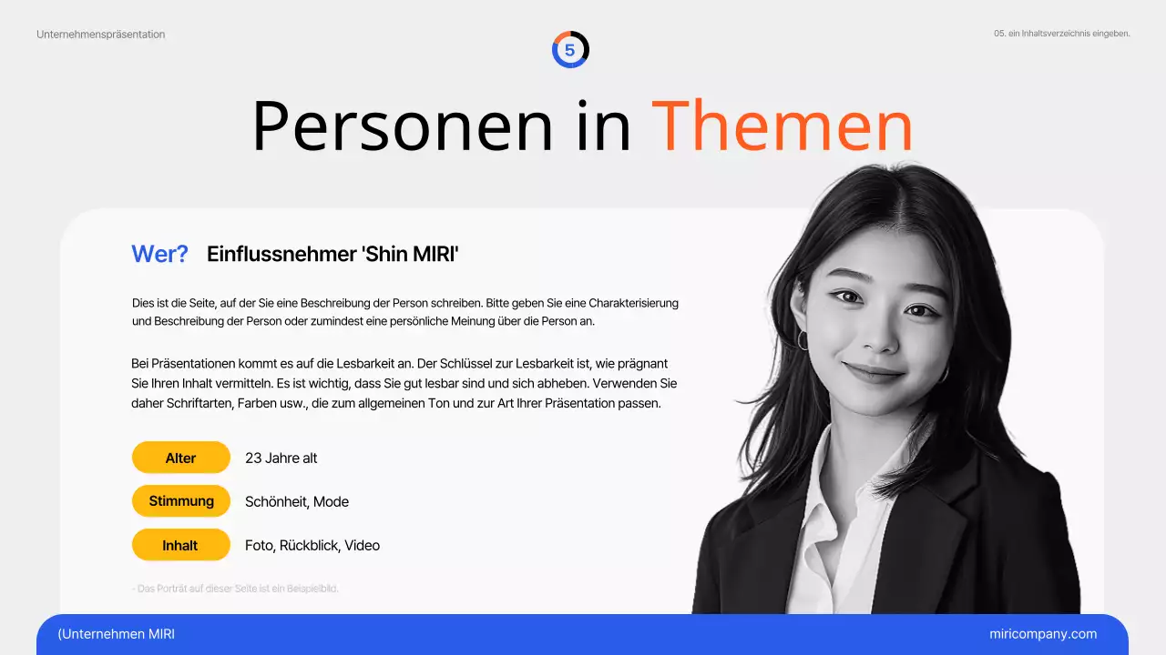 Einfache Marketingtrends in Blau und Orange Themenpapier