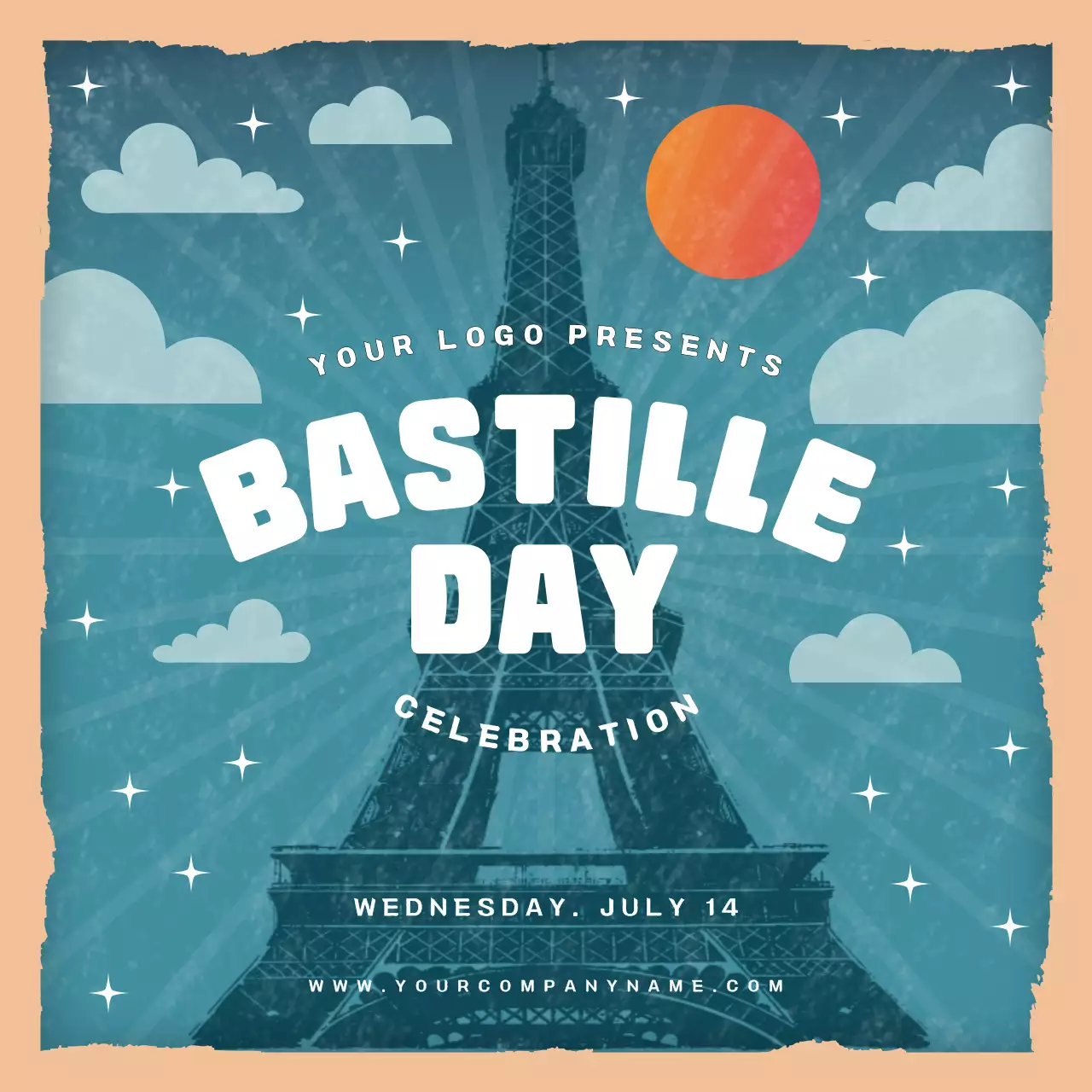 Blue Retro Celebration Announcement Social Media Post