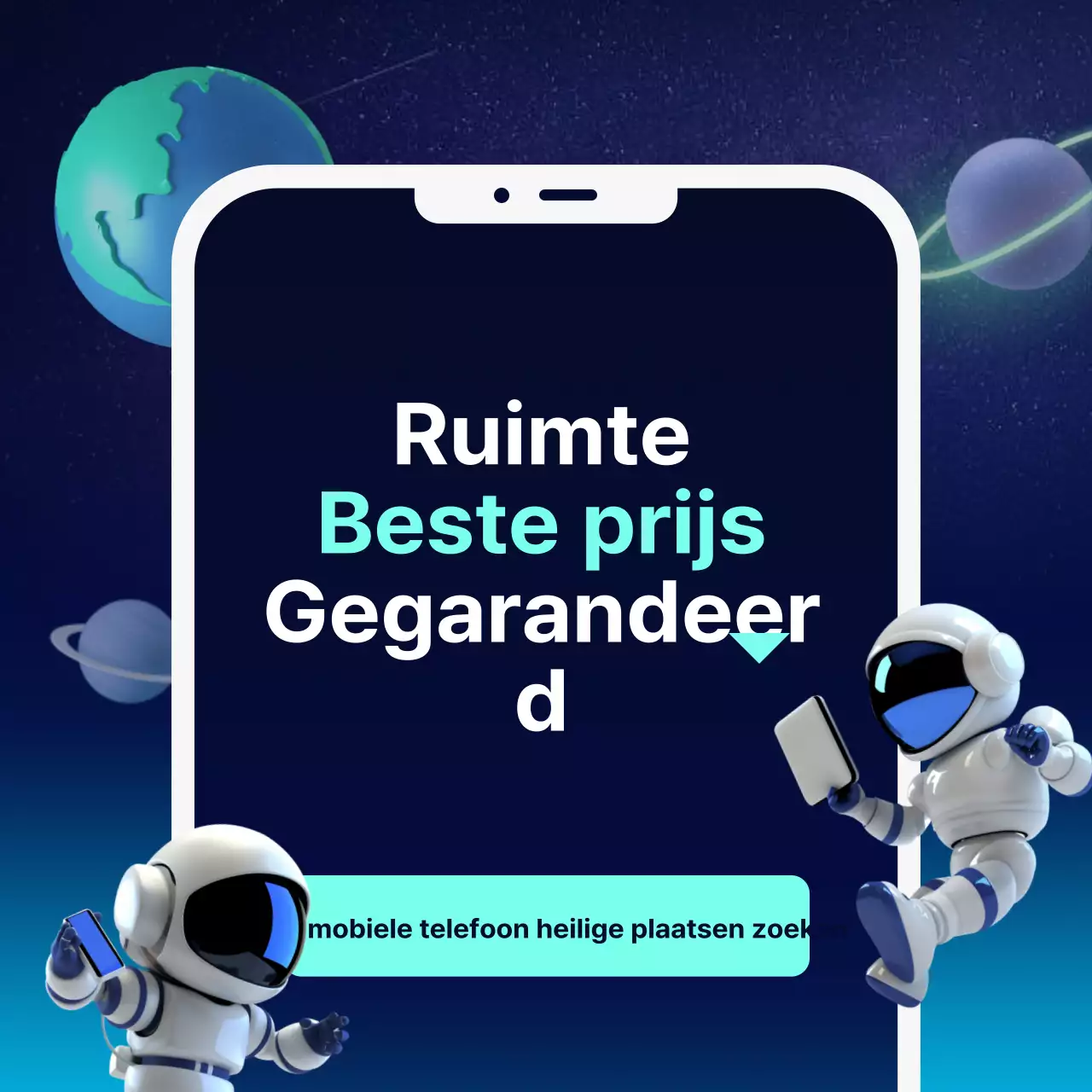 Promoot een op sci-fi geïnspireerde schrijn voor mobiele telefoons in marineblauw en mintgroen