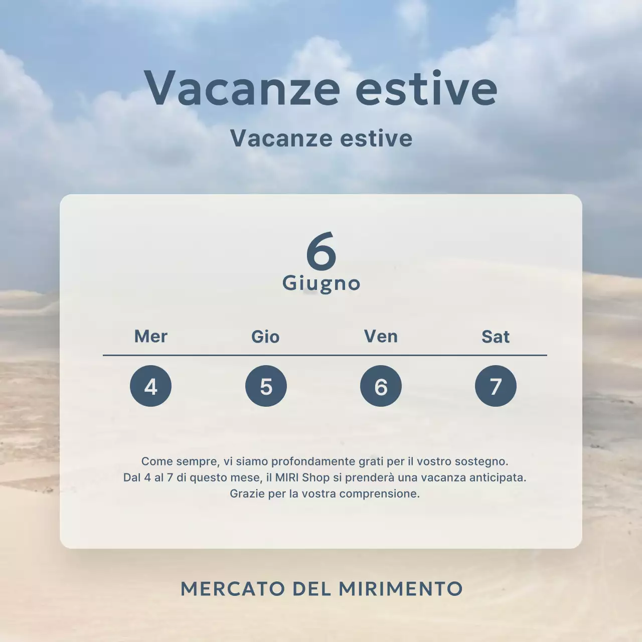 Stile basic in azzurro Annuncio di vacanza estiva