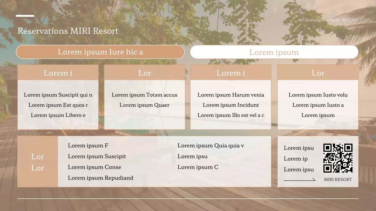 Un simple prospectus de station balnéaire en brun et blanc