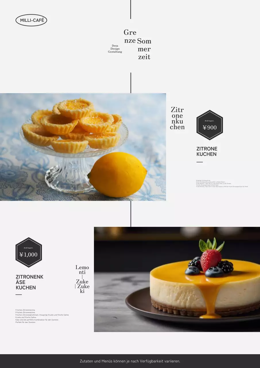 Werbung für neue Sommerdesserts in Schwarz und Weiß