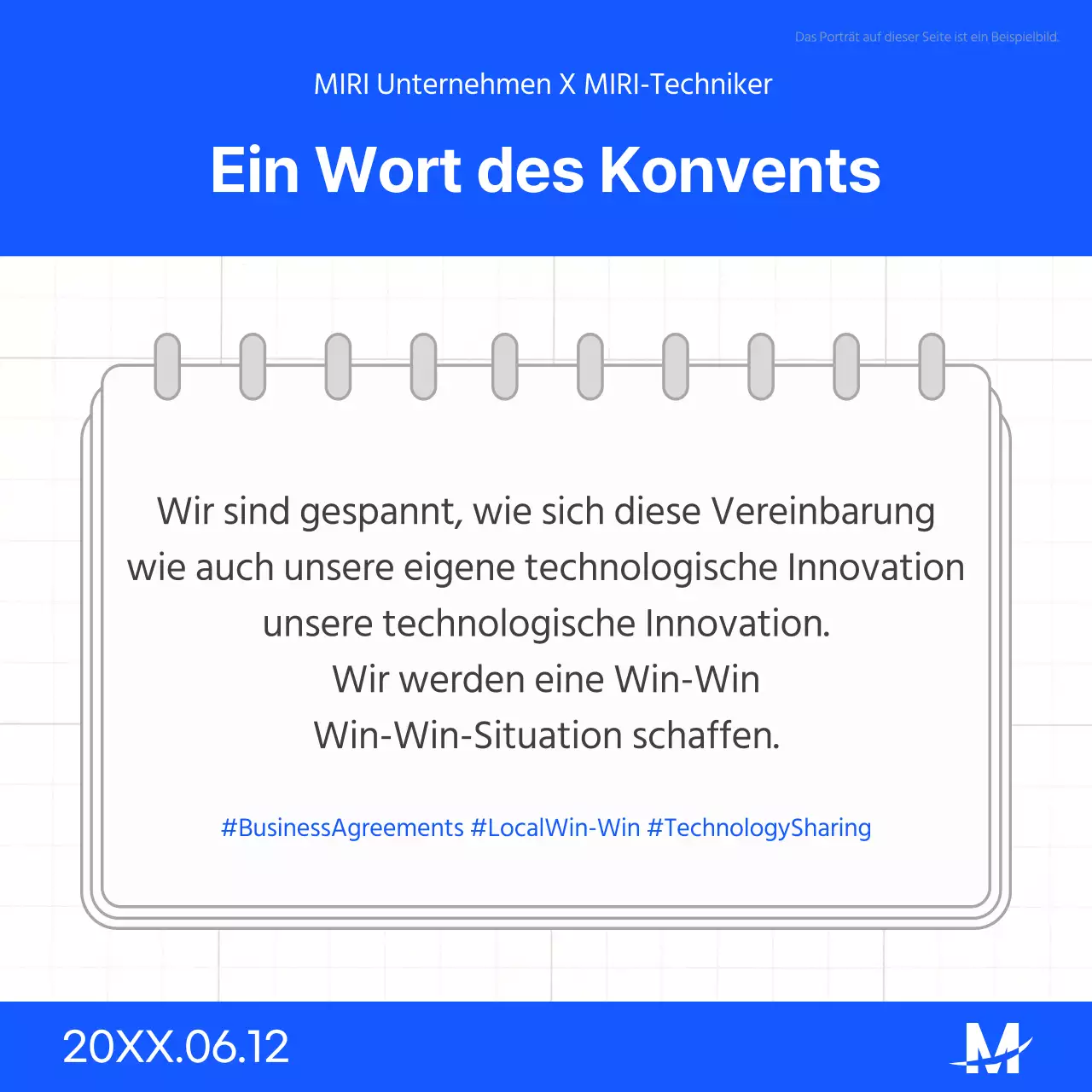 Eine einfache blau-weiße MOU-Präsentation zur Unterzeichnung