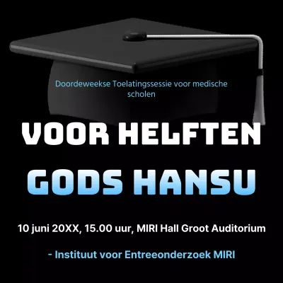 Een eenvoudige, lichtblauwe en zwarte toelatingsinformatiebijeenkomst voor medische scholen promoten