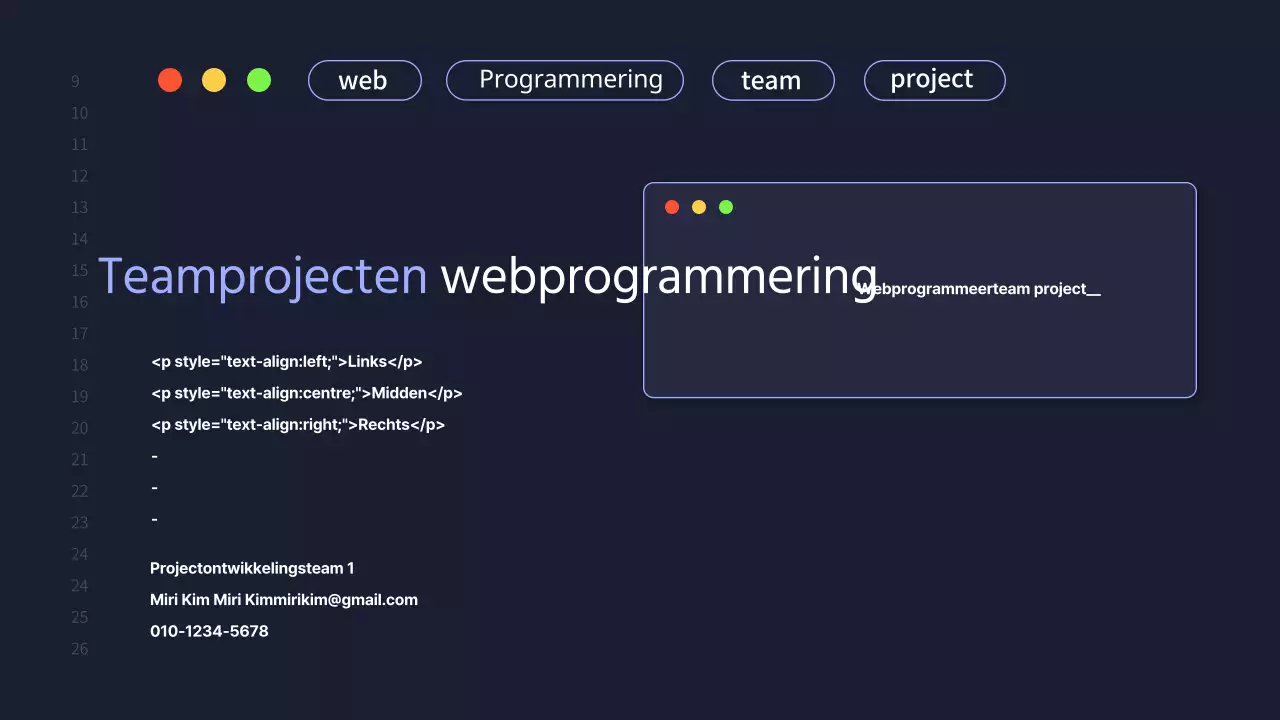 Een eenvoudig projectvoorstel voor een ontwikkelingsteam in marineblauw