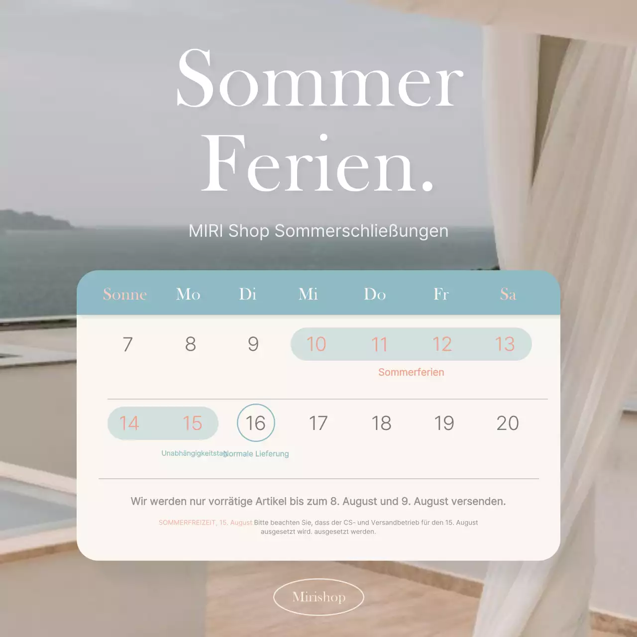 Einfacher Sommerurlaubs-Lieferschein in Elfenbein und Hellblau