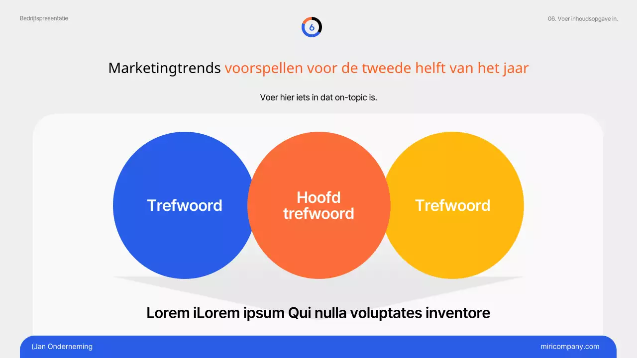 Eenvoudige marketingtrends in blauw en oranje Issuepaper