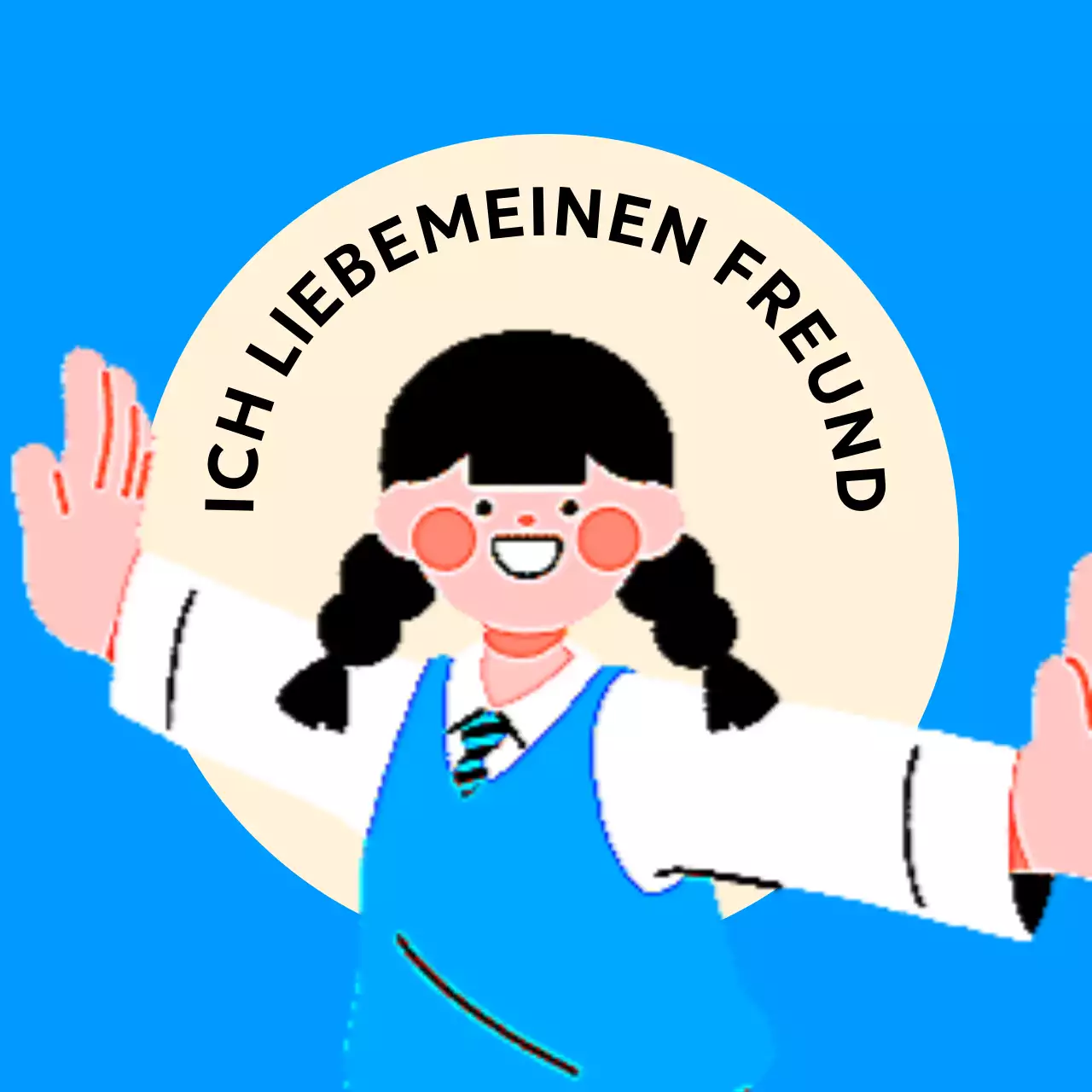 Anti-Gewalt-Design mit Illustration von Studenten mit ausgestreckten Armen