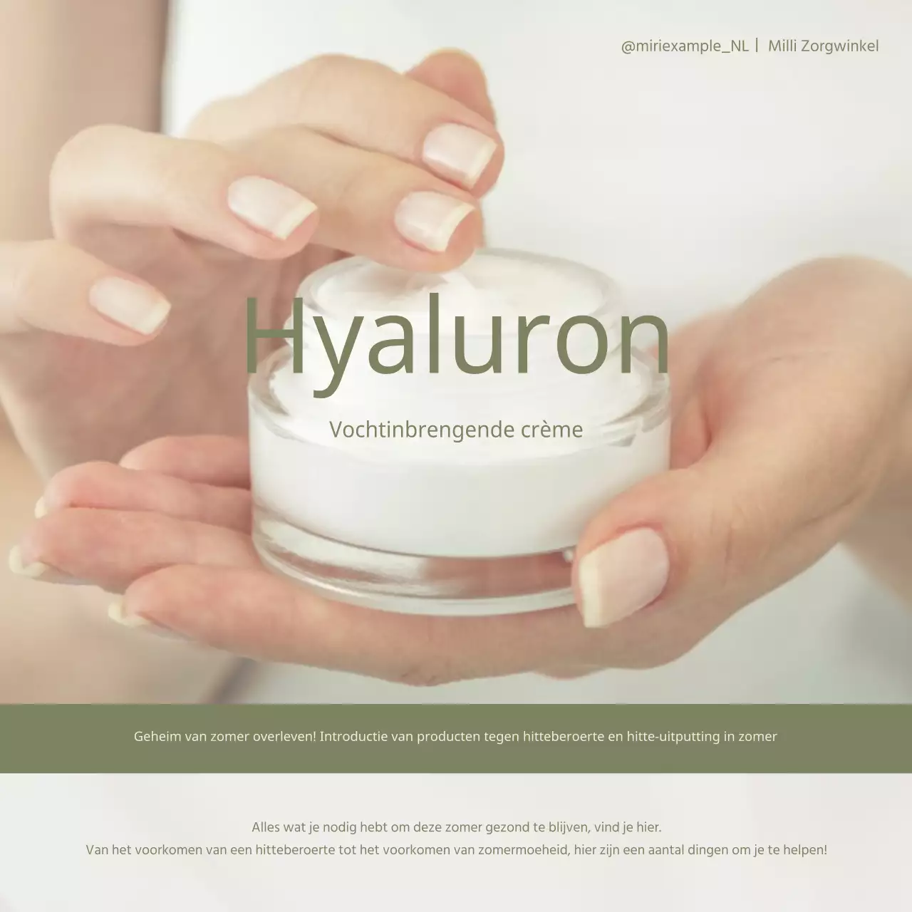 Minimalistische vochtinbrengende zomercrème in kaki en beige.