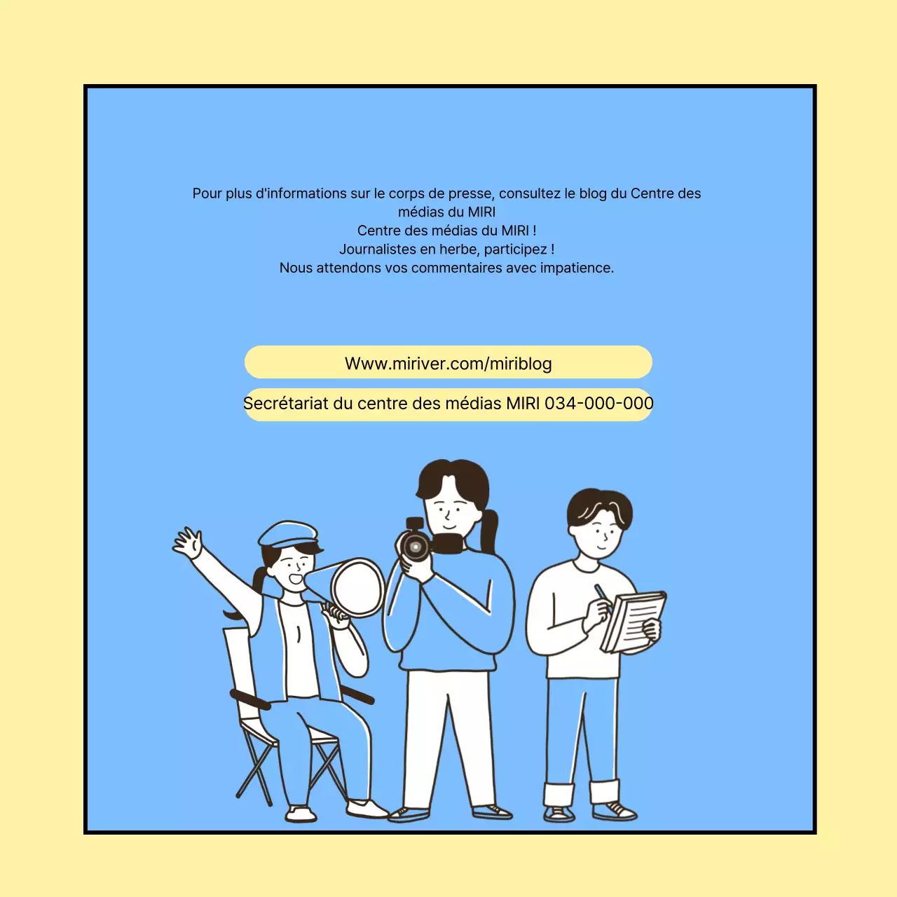 Promouvoir le recrutement d'une équipe de journalisme universitaire jaune et bleu clair