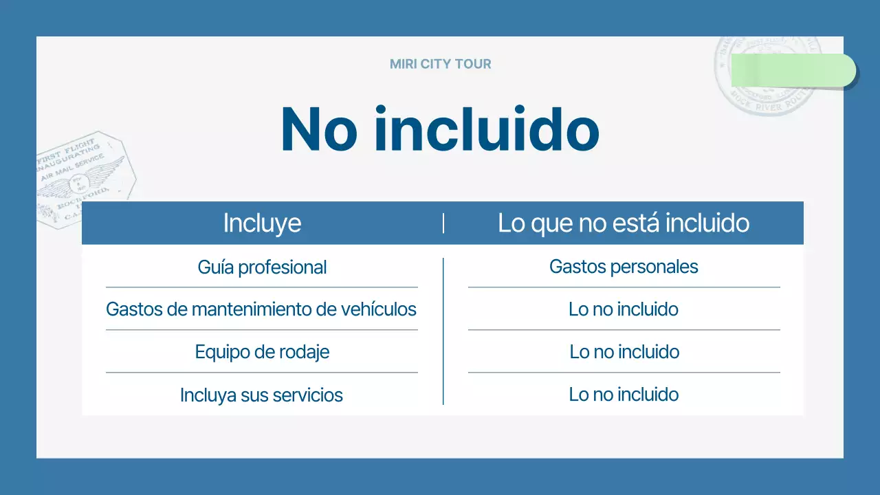 Una moderna guía turística de la ciudad en azul claro y azul marino