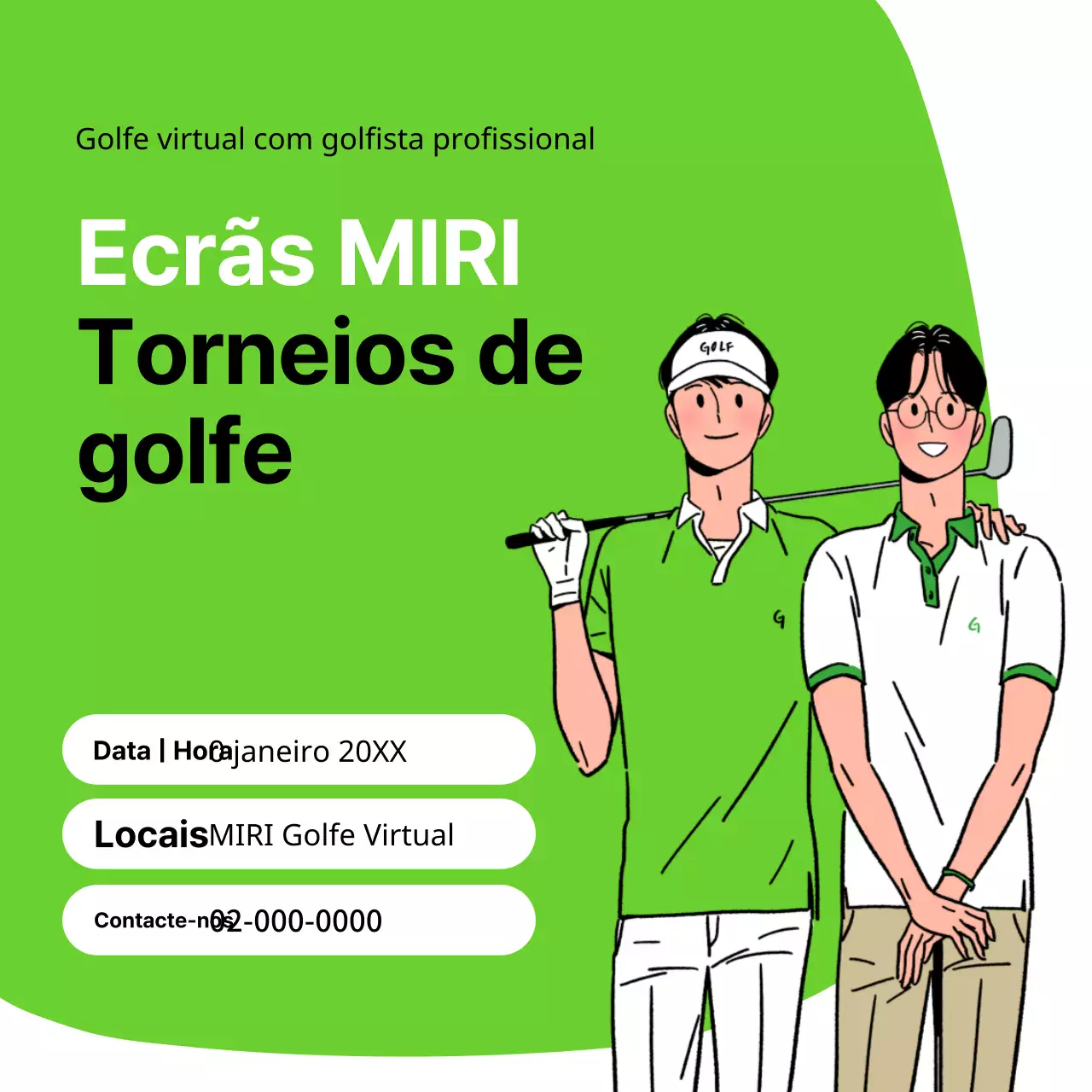 Promover um simples torneio de golfe em tons de castanho e preto