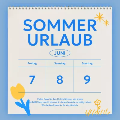 Sommerurlaubsankündigungen in trendigem Blau und Hellblau