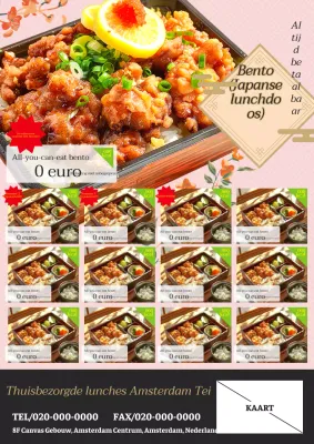 Schattige roze en groene basic lunchbox bezorgadvertentie