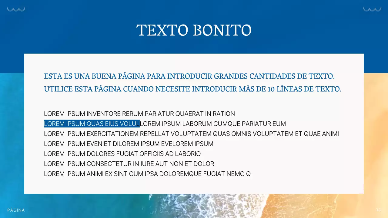 Sencilla presentación de fondo veraniego en azul y marfil