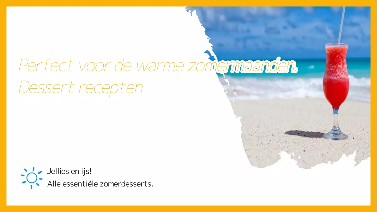 Een verfrissend zomerdessert introductie in geel en lichtblauw