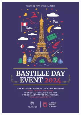 Purple Cultural Bastille Event Poster