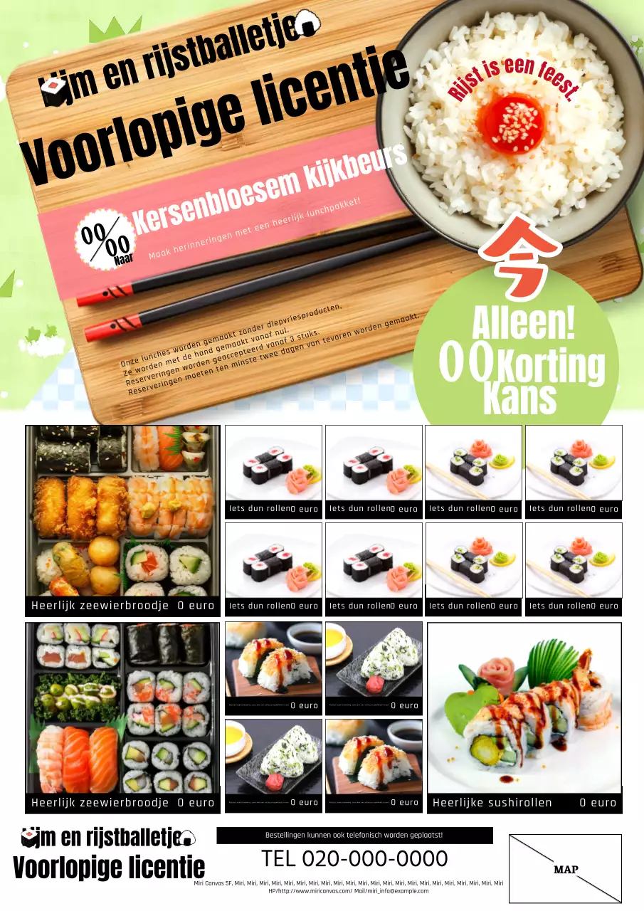 Groene mooie bloem smaak kermis bento winkel menu reclame