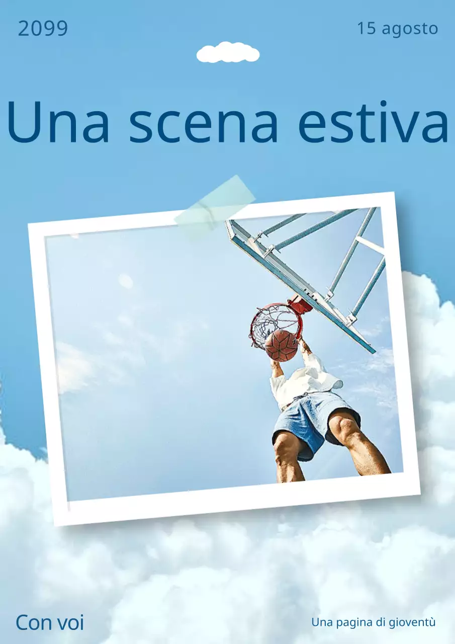 Volantino con semplici sentimenti estivi in blu e azzurro